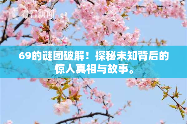 69的谜团破解！探秘未知背后的惊人真相与故事。