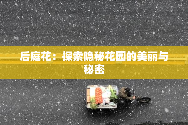 后庭花：探索隐秘花园的美丽与秘密