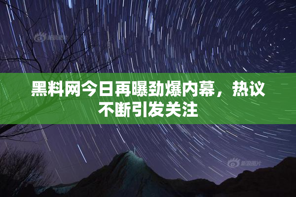黑料网今日再曝劲爆内幕，热议不断引发关注