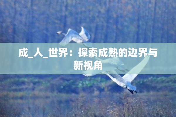 成_人_世界：探索成熟的边界与新视角