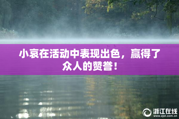 小哀在活动中表现出色，赢得了众人的赞誉！
