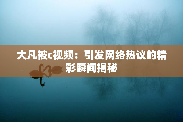 大凡被c视频：引发网络热议的精彩瞬间揭秘