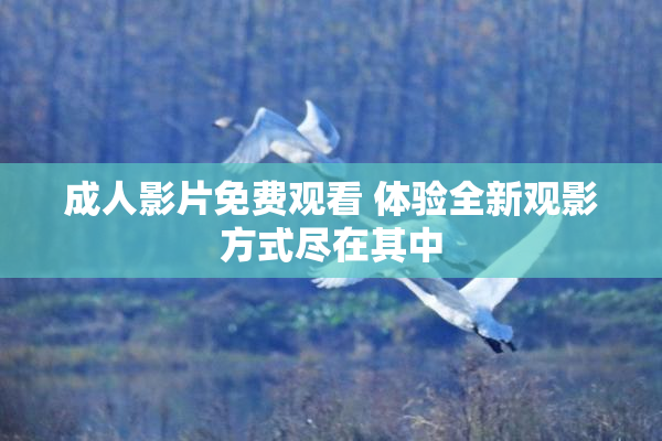 成人影片免费观看 体验全新观影方式尽在其中
