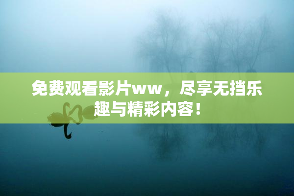 免费观看影片ww，尽享无挡乐趣与精彩内容！