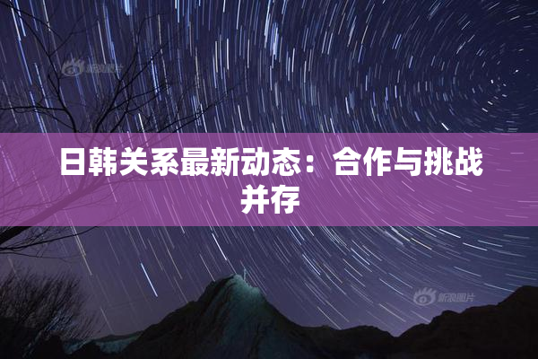 日韩关系最新动态：合作与挑战并存