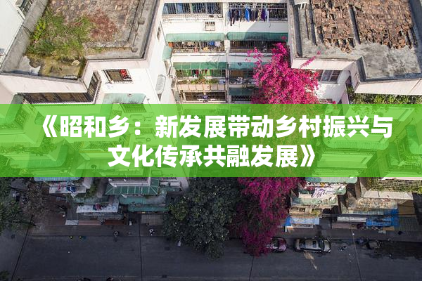 《昭和乡：新发展带动乡村振兴与文化传承共融发展》