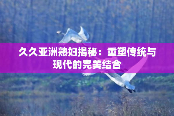 久久亚洲熟妇揭秘：重塑传统与现代的完美结合
