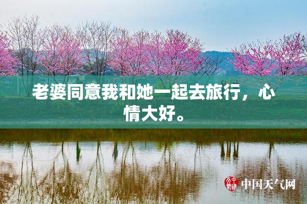 老婆同意我和她一起去旅行，心情大好。