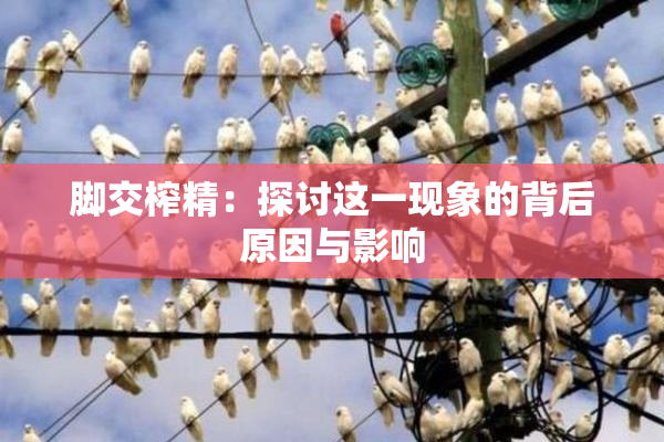 脚交榨精：探讨这一现象的背后原因与影响