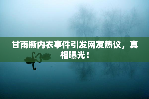 甘雨撕内衣事件引发网友热议，真相曝光！